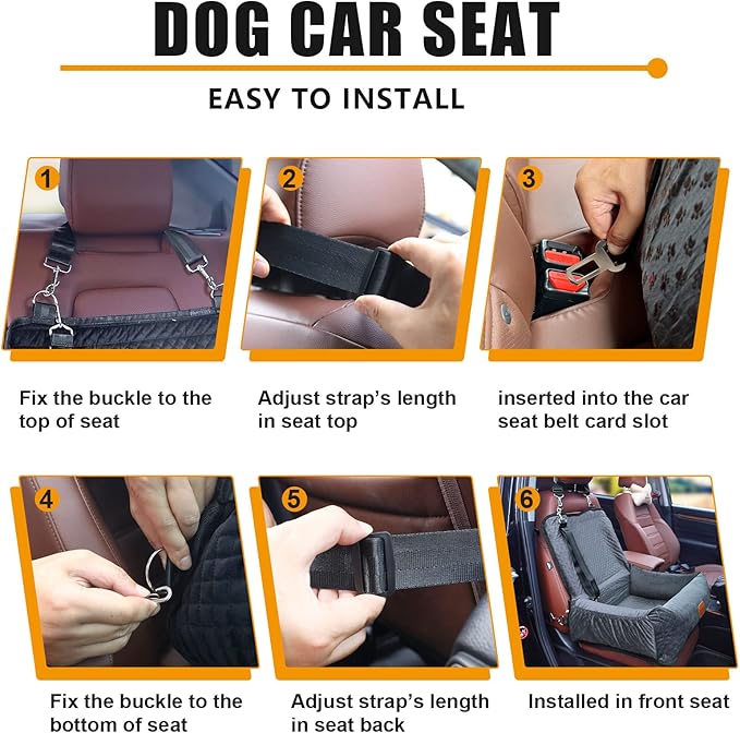 Car Seat for Medium and Small Dogs - Pet Booster Travel Bed, Multi-Function Sofa Cushion With Blanket, Comfortable Safe Removable and Washable, Fits Cars/Trucks/SUV