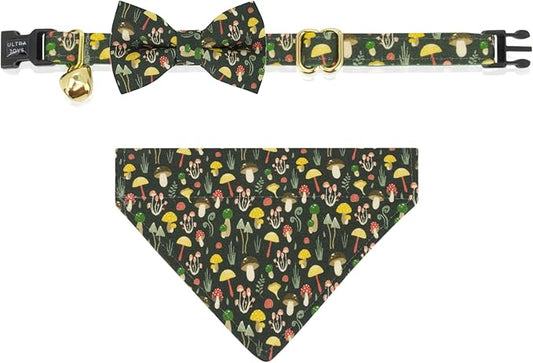 Ultra Joys Cat Collar with Bells - Breakaway Collar Kitten to Adult, Boy & Girl, Mushroom Large