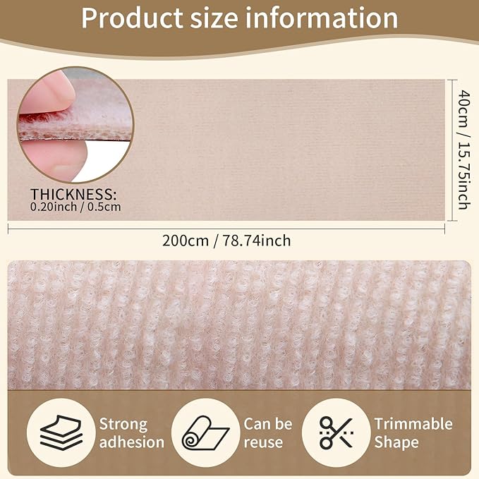 78.7"x15.8" Cat Scratch Mat,Adhesive Cat Scratch Pad for Furniture,DIY Cats Scratch Furniture Protector for Furniture,Sofa,Couch,Covering Cat Scratching Post Replacement Pads,Light Khaki