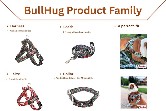 BULLHUG 6 FT Bulldog Leash with Padded Handle. Perfect for Bulldogs, French Bulldogs, Pugs & All Breeds. Leashes for Walking, Training Lead for Bulldogs (Leopard Pink)