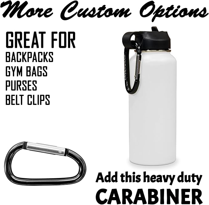 LaserGram Personalized Water Bottle, Dragon, Stainless Steel Double Wall Vacuum Insulated with Flip Top Straw, Custom Engraved Gift (32oz / 950ml White)