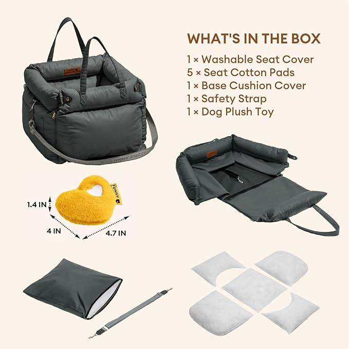 FUNNYFUZZY Dog Car Seat for Medium Sized Dogs, Waterproof 3 in 1 Soft Leather Dog Car Bed for Travel and Home,Portable and Safety,Fits Pets Up to 35 lbs(Blue)