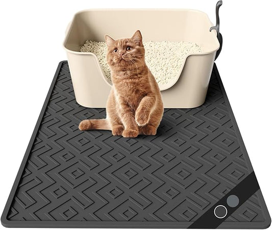 Cat Litter Mat 28"x20" – Large Silicone Litter Trapping Mat, Waterproof, Non-Slip, Easy to Clean, Soft & Durable Floor Mat for Cats & Pets