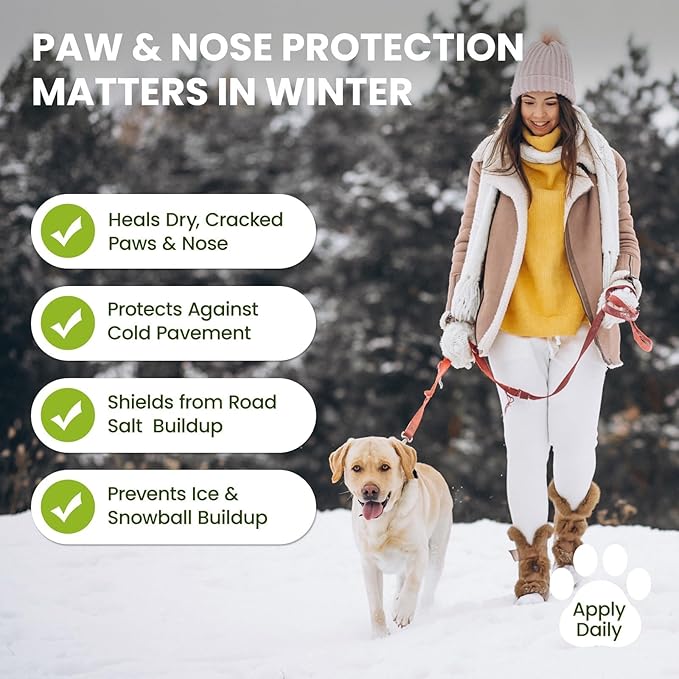 Lick-Safe Dog Paw & Nose Balm with Coconut Oil | All-Natural Paw Moisturizer & Cream for Dry, Cracked Pads & Snouts| Paw Wax & Soother, Nose Butter for Bulldogs| Horse Hoof Care (2.1 oz*2)