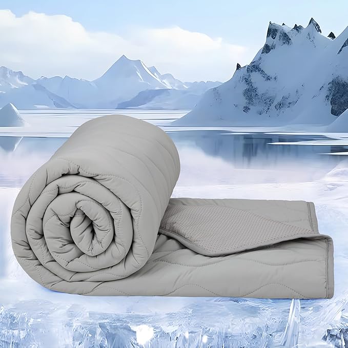 Cooling Blanket for Dogs - Q-MAX>0.4 Waterproof Pet Throw Blanket Bed Cover, Non-Slip Dog Blankets for Couch Protector, Washable Furniture Cover for Summer, Gray,60x80