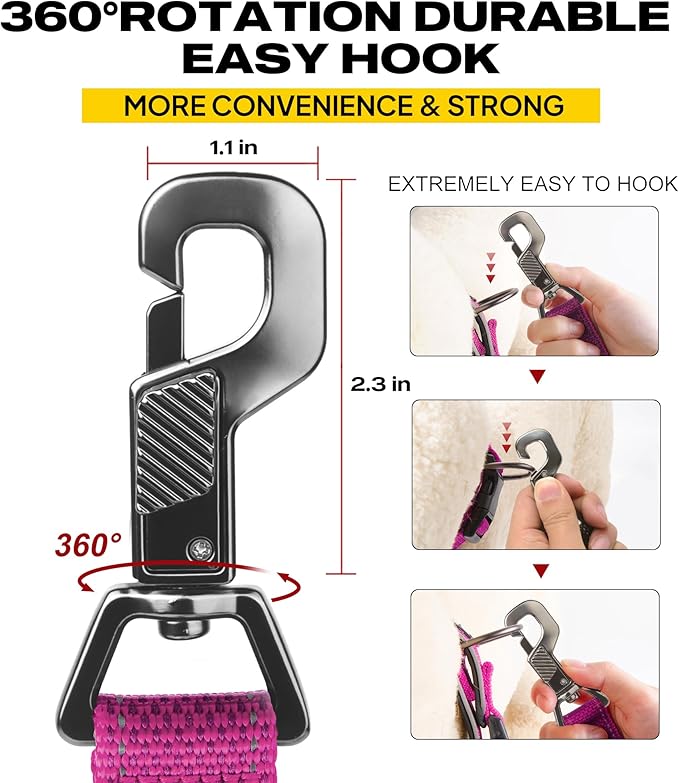 Fida 4 FT Heavy Duty Dog Leash with 2 Comfortable Padded Handles, Traffic Handle & Advanced Easy Snap Hook, Reflective Walking Lead for Large, Medium & Small Breed Dogs, Rose