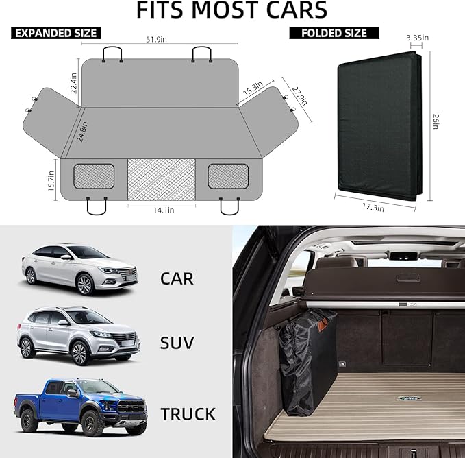 YJGF Back Seat Extender - Dog Car Seat Cover, Hammock for Dogs, Grey