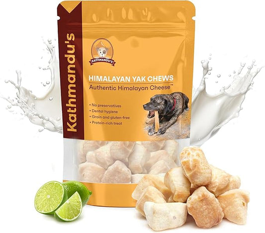 KATHMANDU'S Crunchy Yak Cheese Puff - (6 oz) All Natural & Healthy Dog Treat, Chewy Puffs Training Treats for Dogs | Small Calming Yak Chews