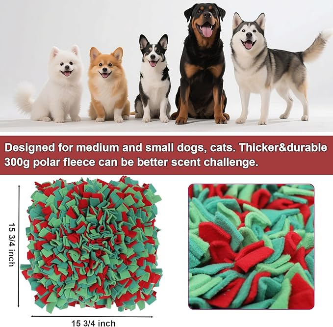 Snuffle Mat for Dogs - Christmas Dog Toys, Sniff Mats for Dogs - Nosework Training Mats for Foraging Instinct, Enrichment Toys for Small/Medium/Large Pets