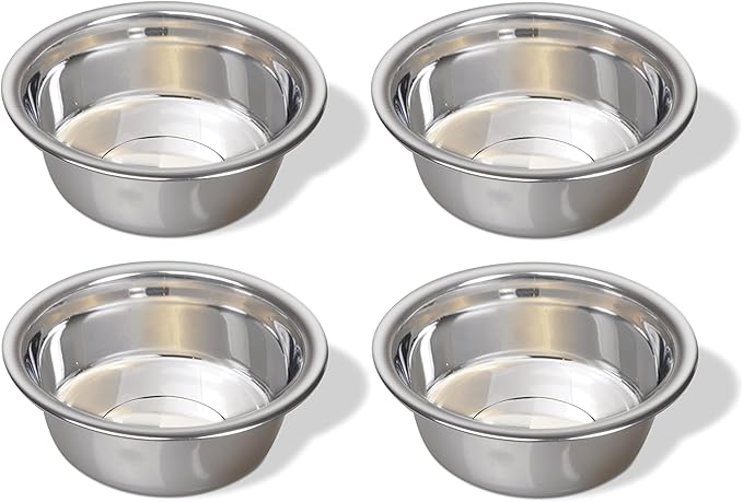 Greendale - 4 Pack - 6.75 Cup Capacity - Stainless Steel Metal Dog Bowls - Perfect for Dog Food and Water. Wrong Size? Click to Look at Our Size Options.