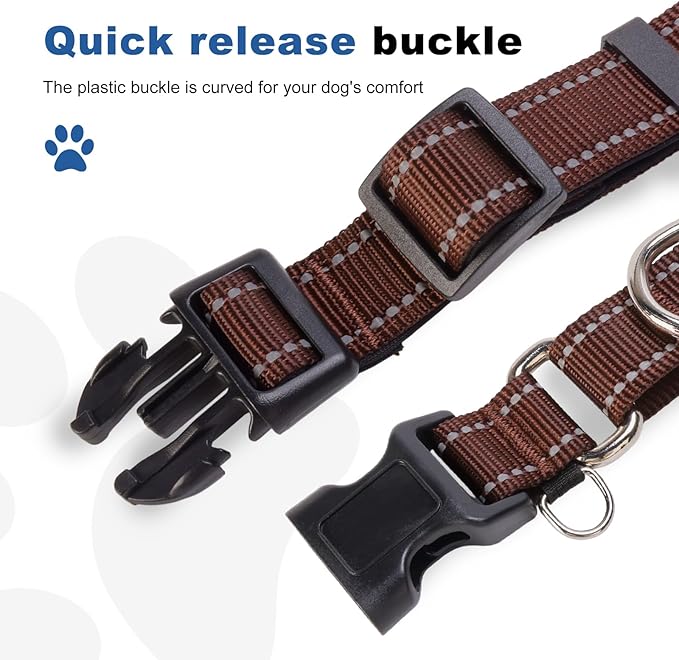 Reflective Martingale Dog Collars. Dog Collar with Quick Release Buckle. Adjustable Soft Padded Breathable Nylon Pet Collar Suitable for Puppies for Small Medium Large Dogs.
