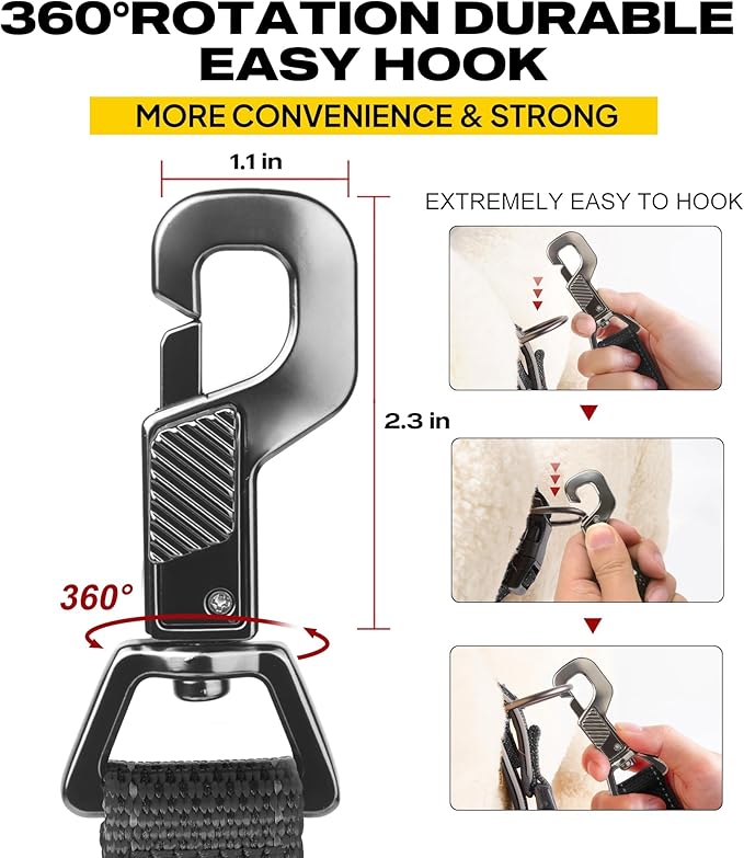 Fida 6 FT Heavy Duty Dog Leash with 2 Comfortable Padded Handles, Traffic Handle & Advanced Easy Snap Hook, Reflective Walking Lead for Large, Medium & Small Breed Dogs, Black