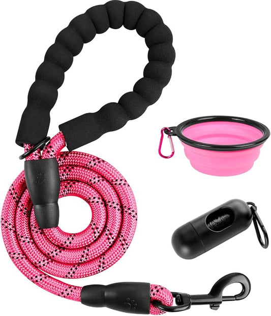BARKBAY Dog Leashes for Large Dogs Heavy Duty Dog Leash 4/5/6 FT with Comfortable Padded Handle and Highly Reflective Threads for Medium Large Dogs Walking Training Running (4FT-1/2'',Pink)