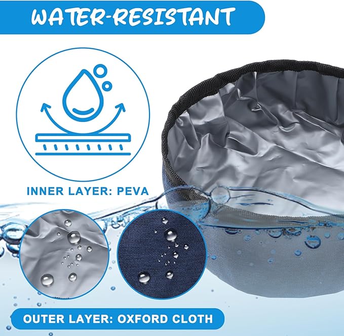 2 Pack Portable Dog Bowls Dog Travel Bowl Foldable Travel Dogs Dish Oxford Cloth TravelDog-Water Bowls Pet Hiking Accessories for Small and Large Pets Travel(Camo Green, Dark Blue,40 oz)