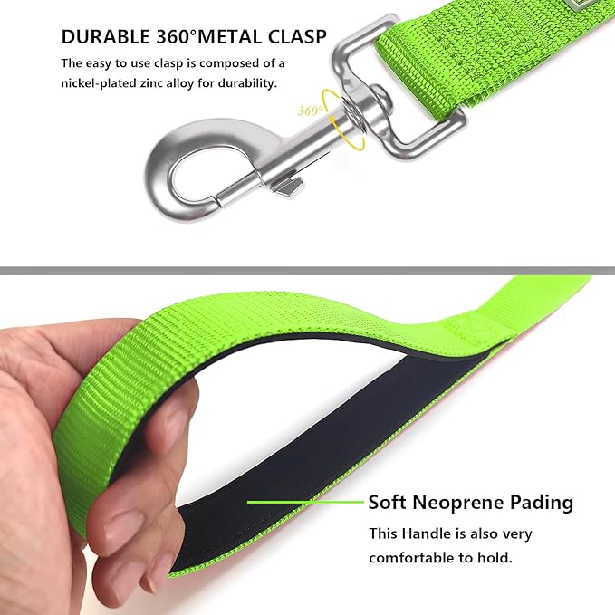 Basic Dog Leashes 6 FT Padded Handle Nylon Dogs Leashes for Large Dogs Green