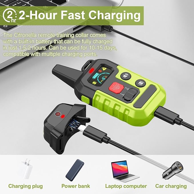 Citronella Training Collar for Dog [No Spray Refill] Spray Dog Training Collar with Beep/Vibration/Spray 4 Mode & 6 Adjustable Sensitivities IPX7 Waterproof Safer Bark Collar for L/M/S Dogs