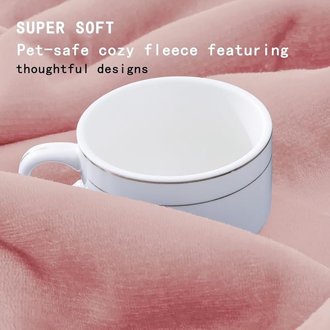 Smiry Waterproof Dog Bed Blanket, Leakproof Pet Throw Blanket for Bed Couch Sofa, Reversible Sherpa Fleece Furniture Protector Cover for Small Medium Large Dogs Cats (Dusty Pink, 32x40 inches)