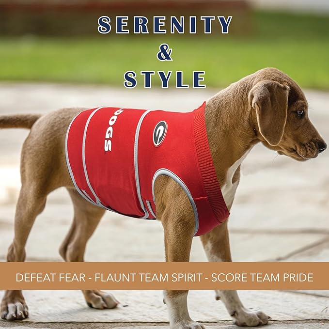 NCAA Georgia Bulldogs Dog Anxiety Calming Shirt Soothing Vest, for Dogs/Cats with Anxiety, Fears, Fireworks, Loud Noises, Dark, Lonely Keeps Dogs Calm & Feeling Safe, Relaxing Jacket, Small