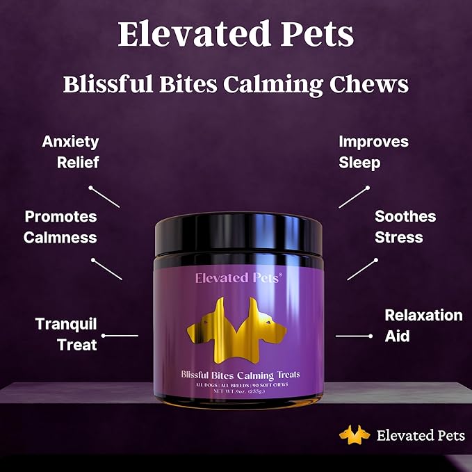 Calming Dog Treats for Anxiety Relief – Melatonin, Chamomile & L-Theanine | Sleep & Stress Support for Travel, Thunder, Barking
