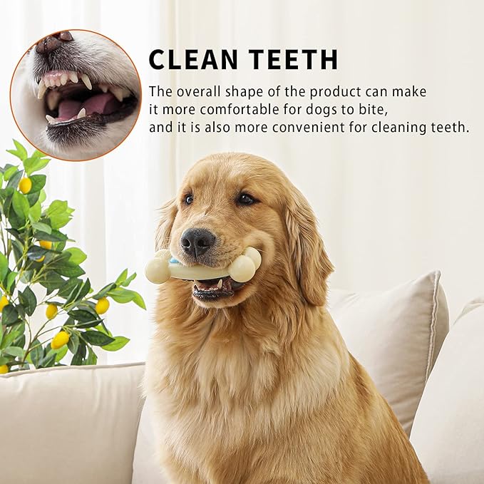 Dog Bones,Pack Beef Flavor Tough Dog Toys Bone for Large/Medium/Small Dogs,Nylon Made Durable Dog Bones for Teeth Cleaning and Training (2 Pcs, Snack-Filled Bone)