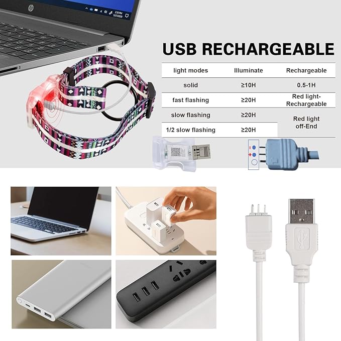 Upgraded Version Light Up Dog Collars,LED Dog Collar Rechargeable Waterproof,2-in-1 Buckle Type Glow Dog Collar for Small to Large Dogs,XL(Bohemian Purple)