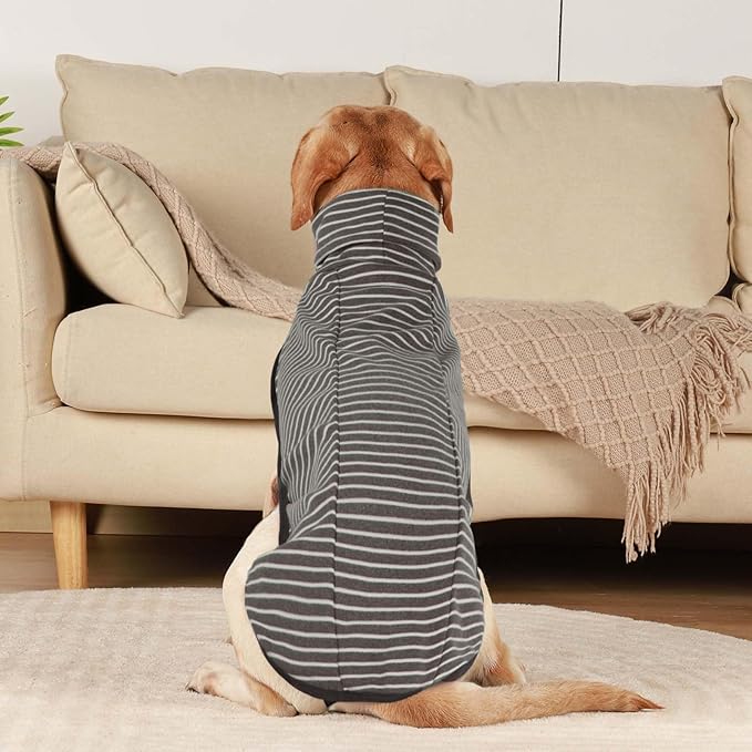 ROZKITCH Dog Winter Coat Soft Pullover Pajamas, Pet Windproof Warm Cold Weather Jacket Vest Cozy Jumpsuit Apparel Outfit Clothes for Small, Medium, Large Dogs Walking Hiking Travel Sleep Stripe XS