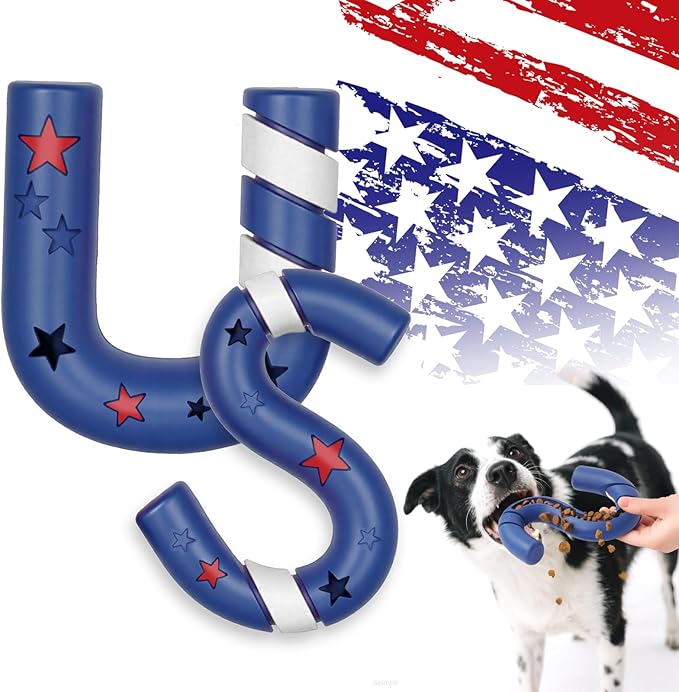 American Playtime Dog Chew Toy, Blue 6" in 2 Pack Interactive Outdoors Toys for Aggressive Chewers for Treat-Filling Capabilities and Tug of War Dog Toy, Tough Toys for Medium,Large Dogs