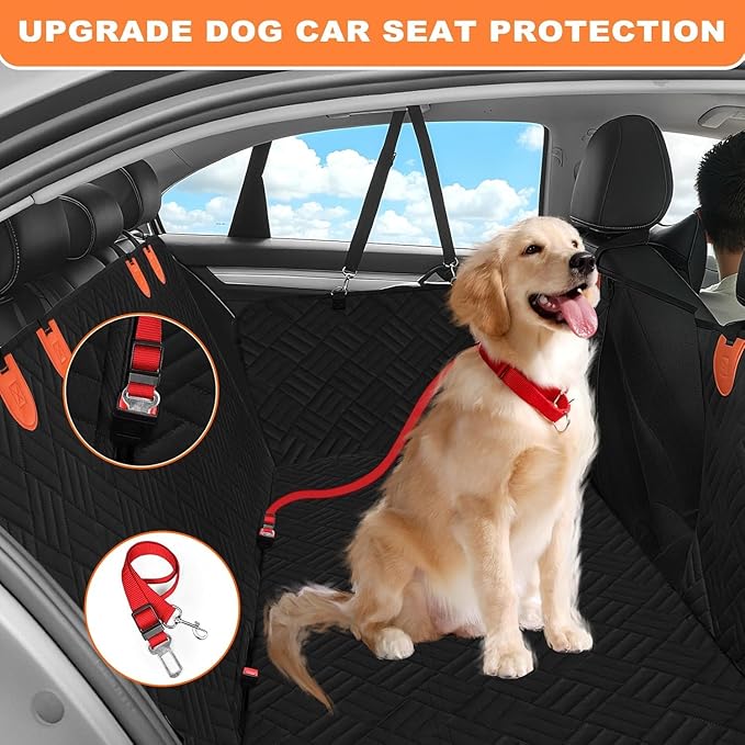 XTMZ Dog Car Seat Cover for Back Seat, Hard Bottom Back Seat Extender for Dogs - Supports 400lbs, Back Seat Pet Cover, Dog Hammock for Car SUV and Trucks