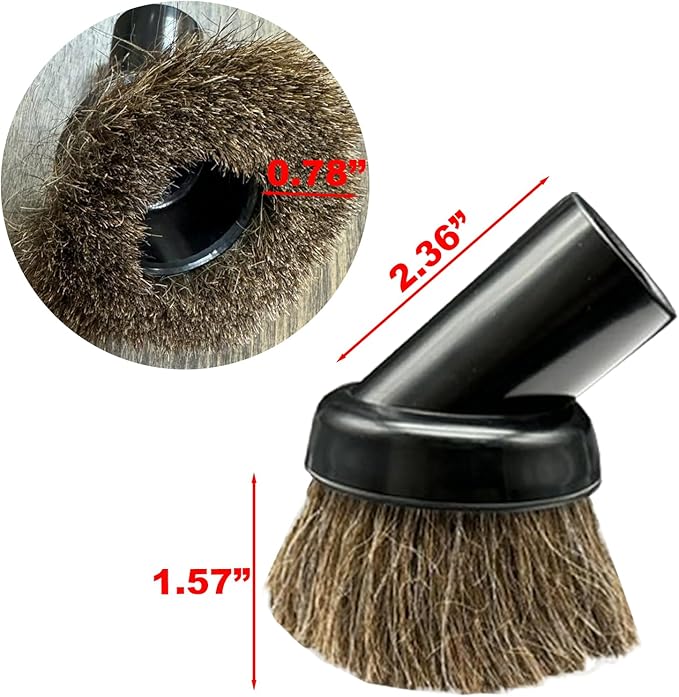 1-1/4'' Vacuum Brush Attachment for Shop Vac Accessories with 2 1/2" to 1 1/4" Adapter : Premium Soft Horsehair Round Dust Brush for Vacuuming Sofas, Furniture Surface and Baseboards