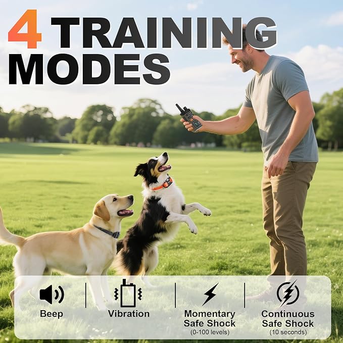 Dog Shock Collar 2 Dogs (15-120lb), 5200FT Range, IPX7 Waterproof, 4 Training Modes, Orange/Black