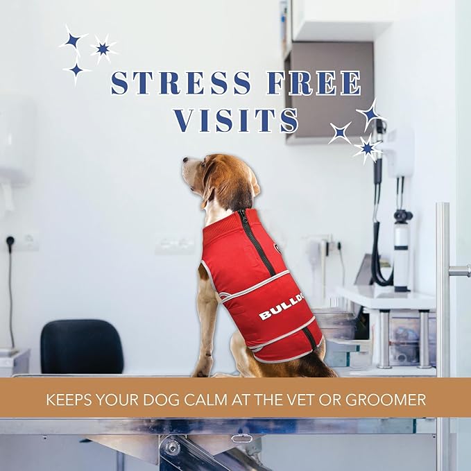 NCAA Georgia Bulldogs Dog Anxiety Calming Shirt Soothing Solution Vest, for Dogs/Cats with Anxiety, Fears, Fireworks, Loud Noises, Dark, Lonely Keeps Dogs Calm & Feeling Safe, Relaxing Jacket, Medium