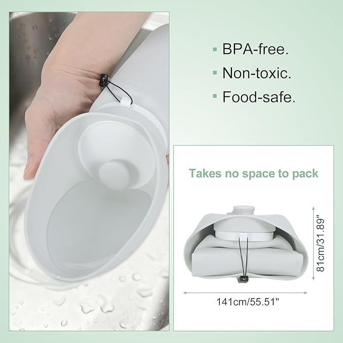 Portable Dog Water Bottle, Collapsible Leak-Proof Water Dispenser, Dog Travel Water Bottle for Hiking Travel, 550ml, Grey