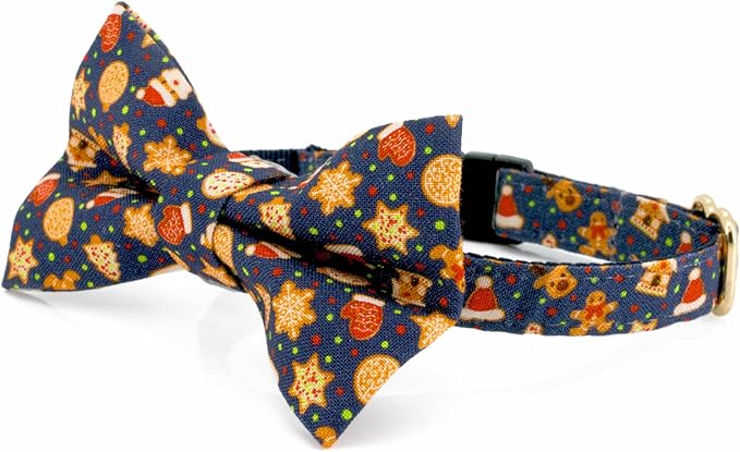 Ultra Joys Breakaway Cat Collar - Bells & Bowtie Gingerbread Man Small