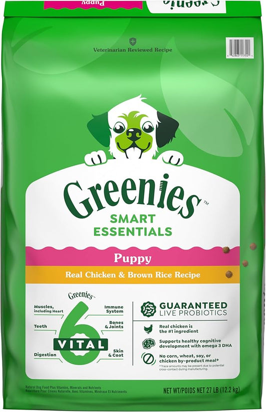 Greenies Smart Essentials Puppy High Protein Dry Dog Food Real Chicken & Brown Rice Recipe, 27 lb. Bag