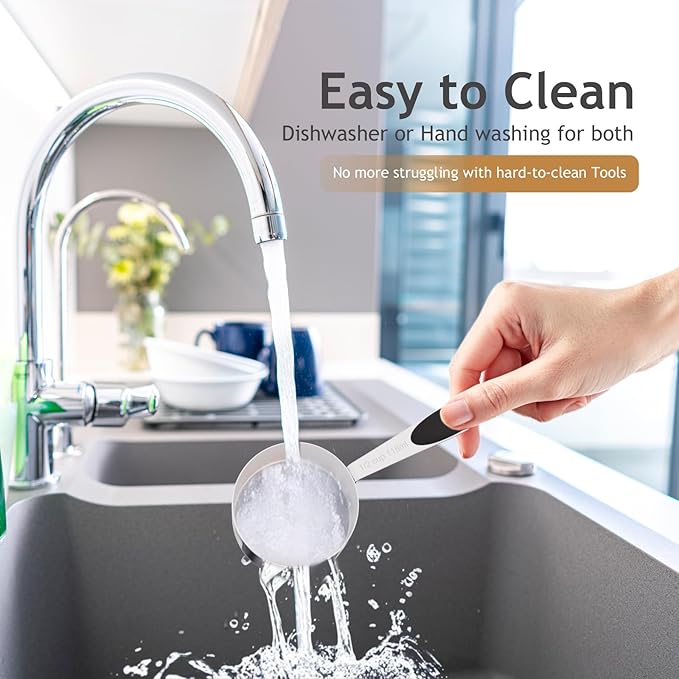 2PCS 3/4CUP(177ml) Dog Cat Food Scoop, Stainless Steel Measuring Cup, Metal Pet Scooper with Inner Precision Scale Measurement