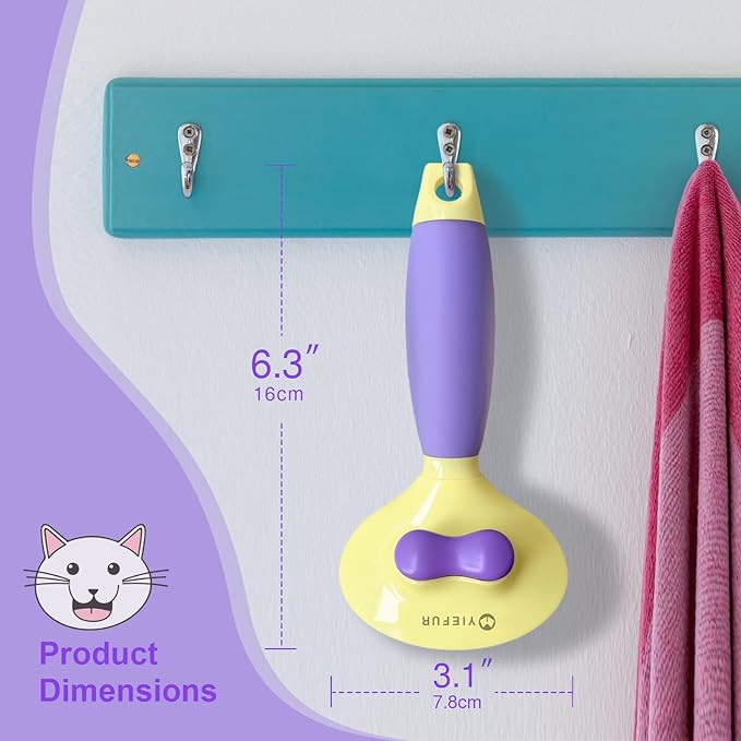 Cat Brush for Grooming and Shedding, Self-Cleaning Silicone Brush for Short and Long Haired Cats, Cat Gifts for Pet Lovers (purple)