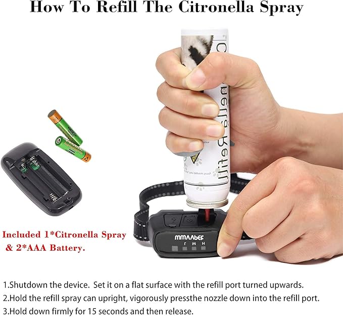 Citronella Dog Training Collar with Remote, Auto + Manual 2 Modes, Spray + Beep Citronella Dog Bark Control Collar, No Electric Shock Humane Safe Rechargeable Waterproof Anti Bark Device for Dogs