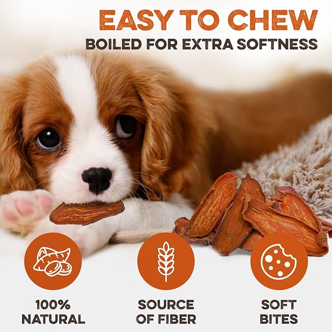 Sweet Potato Slices For Dogs - Soft & Chewy - Single Ingredient Dog Treats, Healthy 100% Natural Sweet Potato Dog Treats With No Added Preservatives - Softer & Great For Puppies Or Senior Dogs (5lb)