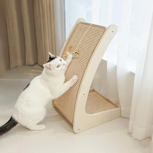 PETKARAY Curved Sisal Cat Scratcher Board, Ramp Scratching Post and Scratch Pad for Indoor Cats, Wall Furniture Protector