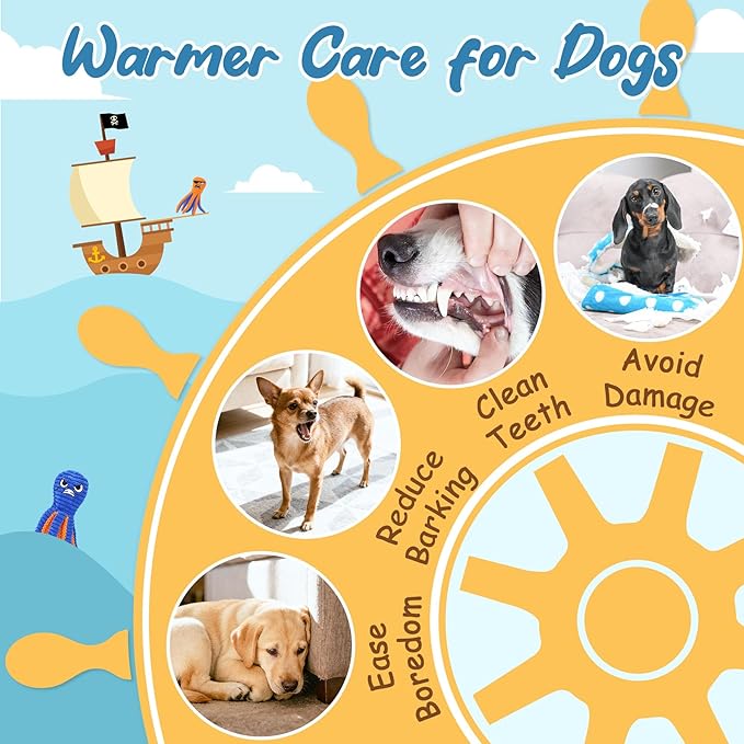 Zeaxuie Dog Toys for Aggressive Chewers, 2 Pack No Stuffing Interactive Dog Toys for Teething, Squeaky Chew Toy to Keep Them Busy for Small and Medium Breed, Crinkle Octopus