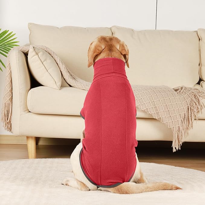 ROZKITCH Dog Winter Coat Soft Pullover Pajamas, Pet Windproof Warm Cold Weather Jacket Vest Cozy Onesie Jumpsuit Apparel Outfit Clothes for Small Medium Large Dogs Walking Sleep BrightRed XL