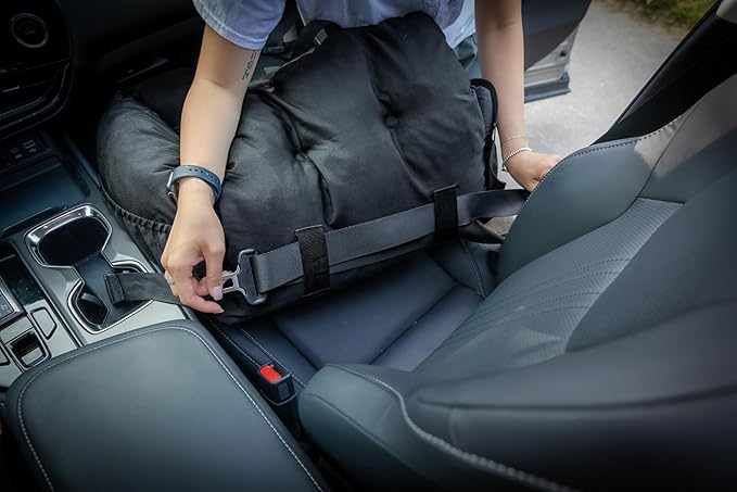 JACKO & CO - Premium Dog Car Seat v2 Firmer Booster Seat for Small Medium Pets Under 30lbs, Puppies, Cats -Travel Bed & Bag, Clip-On Leash Water Resistant (Black/Small (1-30lbs)