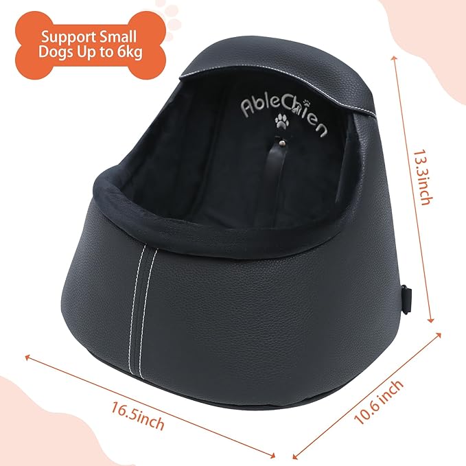 Dog Car Seat for Small Dogs Under 13 lbs (6kg), Deluxe Dog Booster Car Seat with Durable Belt and Buckles, Portable and Soft Pet Booster Seat, Black