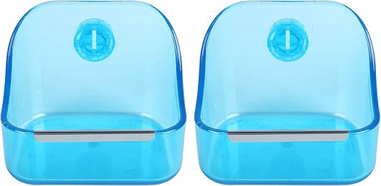 (2 Pack) 5" x 3-3/4" x 4" CalPalmy Food and Water Bowl for Rabbit, Chinchilla, Guinea Pig - The Best Tip-Proof, Clip-On Food Dishes for Rabbits and Small Pets