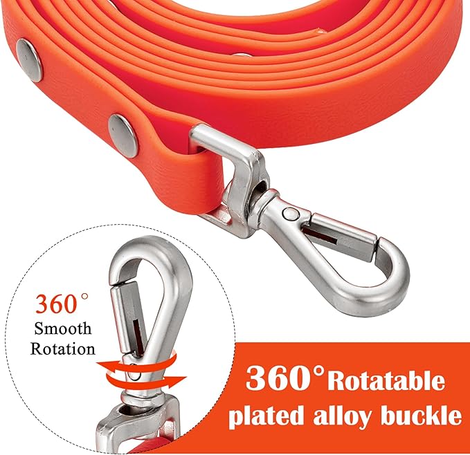 Waterproof Long Dog Training Leash 15ft Outdoor PVC Dog Leashes Great for Large Medium Small Dog Training Lead,Beach,Yard,Play,Camping(Orange