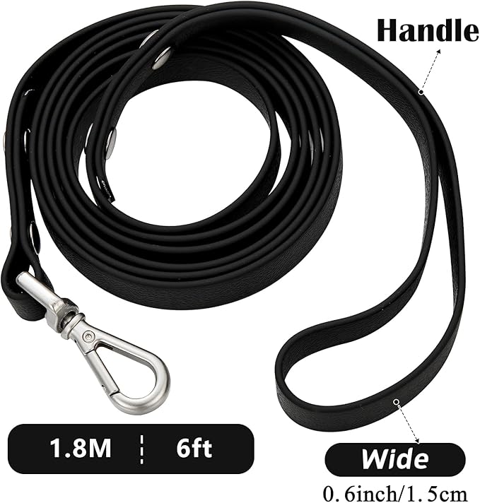 Waterproof Long Dog Training Leash 6ft Outdoor PVC Dog Leashes Great for Large Medium Small Dog Training Lead,Beach,Yard,Play,Camping(Black