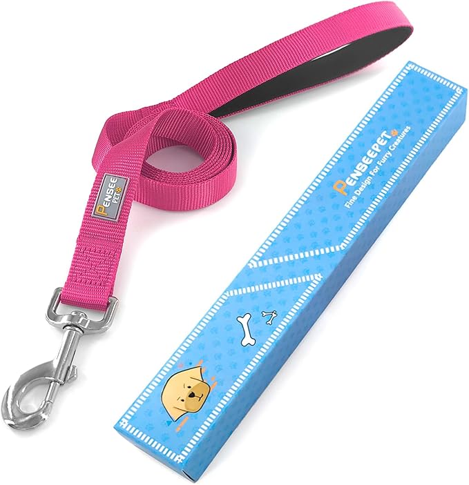 Basic Dog Leashes 6 FT Padded Handle Nylon Dogs Leashes for Medium Dogs Hot Pink