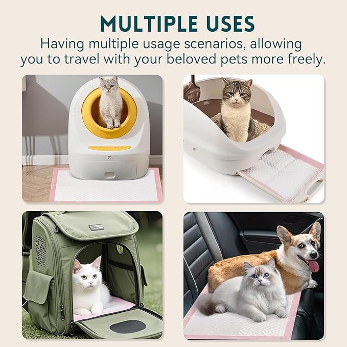 100 Count Cat Litter Pads for Tidy Cats Breeze Litter System 16.9 x 11.4 Inch Lavender Scented Cat Pad Refills Super Absorbent Quick-Dry Pee Pads for Cats