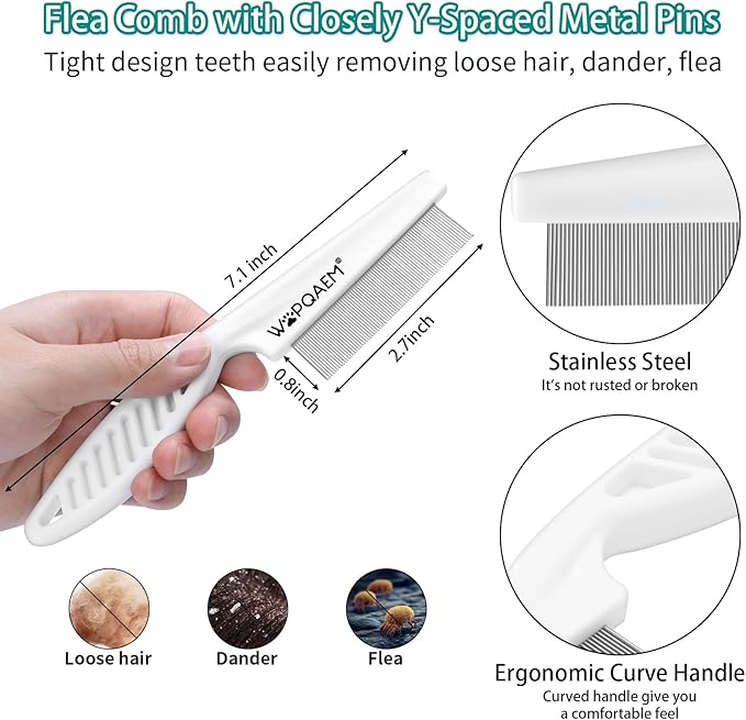 6 PCS Self Cleaning Slicker Brush & Undercoat Rake & Bath Brush & Flea Comb & Pet Comb & Steam Brush for Dogs and Cats,Professional Deshedding Dematting Tool for Long and Short Haired Pets