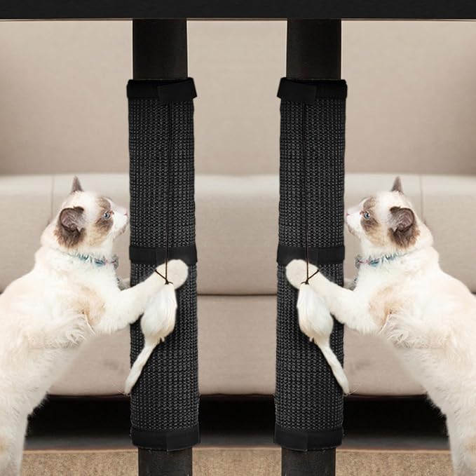 JanYoo 2 Pieces Cat Scratcher Mat for Table Leg Sisal Cat Scratching Pad Scratch Mat for Cat Scratch Pad Rug 19.69 × 9.84 in(Black)
